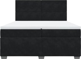 vidaXL Κρεβάτι Boxspring με Στρώμα Μαύρο 200x200 εκ. Βελούδινο