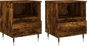 vidaXL Κομοδίνα 2 τεμ. Καπνιστή Δρυς 40 x 35 x 50 εκ. Επεξεργ. Ξύλο