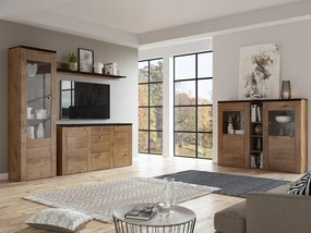 Σιφονιέρα Austin E110, Lefkas δρυς, Σκούρα δρυς, Με συρτάρια και ντουλάπια, 85x176x37cm