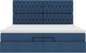 vidaXL Οθωμανικό κρεβάτι με στρώματα μπλε 200x200cm ύφασμα