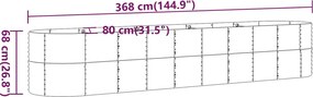 vidaXL Ζαρντινιέρα Ασημί 368x80x68 εκ. Γαλβανισμένος χάλυβας