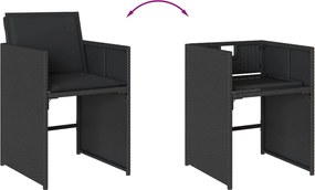 vidaXL Σετ Τραπεζαρίας Κήπου 9 τεμ Μαύρο από Συνθ. Ρατάν με Μαξιλάρια