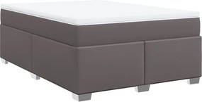 vidaXL Κρεβάτι Boxspring με Στρώμα Γκρι 160x200εκ. από Συνθετικό Δέρμα