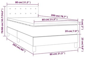 Κρεβάτι Boxspring με Στρώμα &amp; LED Taupe 80x200 εκ. Υφασμάτινο - Μπεζ-Γκρι