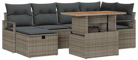 vidaXL Σετ Καναπέ Κήπου Ρυθμιζόμενο ύψος 7 pcs Γκρι συνθετικό ρατάν
