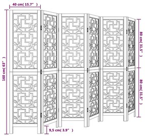 Διαχωριστικό Χώρου με 6 Πάνελ Καφέ από Μασίφ Ξύλο Παυλώνιας - Καφέ