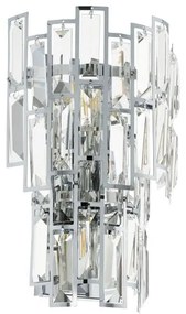 Φωτιστικό Τοίχου - Απλίκα 39628 Calmeilles E14/3 Κρύσταλλο Chrome Eglo Metal, Glass