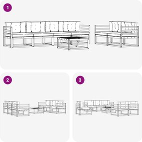 vidaXL Σειρά Καναπέ Εξωτερικού με μαξιλάρι 6 pcs Λευκό και Μπεζ