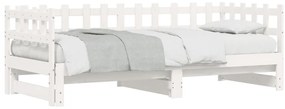 vidaXL Καναπές Κρεβάτι Συρόμενος Λευκός 2x(80x200) εκ. από Μασίφ Πεύκο