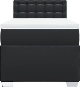vidaXL Κρεβάτι Boxspring με Στρώμα Μαύρο 90x190εκ. από Συνθετικό Δέρμα