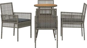 vidaXL Σέτ φαγητού για κήπο 5 pcs Γκρι συνθετικό ρατάν