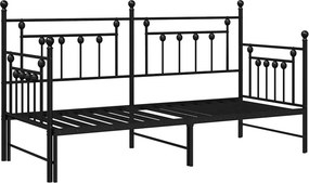 vidaXL Σκελετός κρεβατιού ημέρας Μαύρο 75 x 190 cm Ατσάλι
