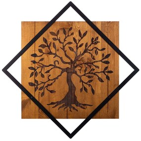 Διακοσμητικό Τοίχου Tree 899SKL2124 54x54cm Walnut-Black Wallity Μέταλλο,Ξύλο