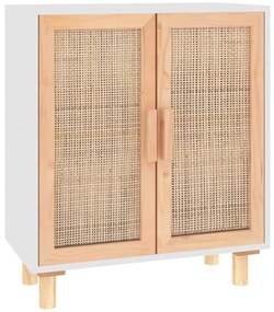 vidaXL Ντουλάπι Λευκό 60 x 30 x 70 εκ. από Μασίφ Πεύκο &amp; Φυσικό Ρατάν