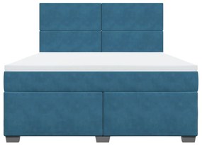 vidaXL Κρεβάτι Boxspring με Στρώμα Μπλε 180x200 εκ. Βελούδινο