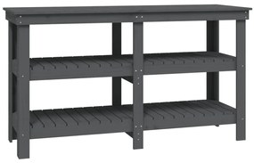 vidaXL Πάγκος Εργασίας Γκρι 142,5 x 50 x 80 εκ. από Μασίφ Ξύλο Πεύκου