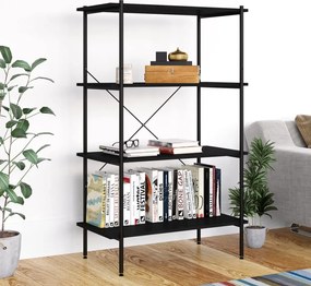 vidaXL Ραφιέρα 4 Επιπέδων Μαύρη 80 x 40 x 130 εκ.