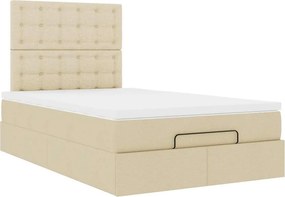 vidaXL Οθωμανικό κρεβάτι με στρώμα Cream 120x200cm ύφασμα
