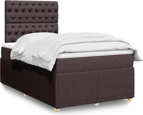 vidaXL Κρεβάτι Boxspring με Στρώμα Σκούρο Καφέ 120x190 εκ Υφασμάτινο