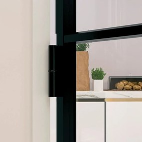Εσωτερική Πόρτα 93x201,5 εκ. Ψημένο Γυαλί και  Λεπτό Αλουμίνιο - Μαύρο