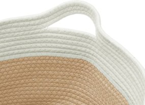 vidaXL Καλάθι Αποθήκευσης Μπεζ και Λευκό Ø40 x 25 εκ. Βαμβακερό