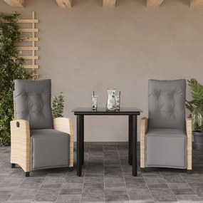 VidaXL Σετ Τραπεζαρίας Κήπου 3 τεμ. Μικτό Μπεζ Συνθ. Ρατάν & Μαξιλάρια