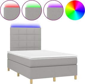 vidaXL Κρεβάτι Boxspring με Στρώμα &amp; LED Αν.Γκρι 120x190εκ. Υφασμάτινο