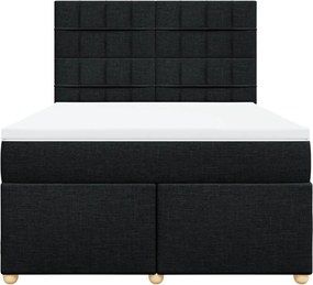 vidaXL Κρεβάτι Boxspring με Στρώμα Μαύρο 160x200 εκ. Υφασμάτινο