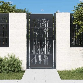 vidaXL Πόρτα Κήπου Ανθρακί 100x175 εκ. Σχέδιο Ατσάλινου Μπαμπού