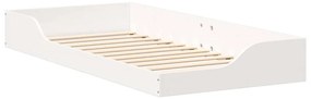 vidaXL Κρεβάτι δαπέδου Λευκό 90 x 200 cm Μασίφ ξύλο πεύκου