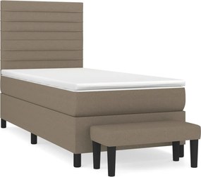 vidaXL Κρεβάτι Boxspring με Στρώμα Taupe 90x200 εκ. Υφασμάτινο