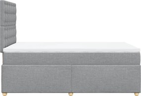 vidaXL Κρεβάτι Boxspring με Στρώμα Ανοιχτό Γκρι 120x200 εκ. Υφασμάτινο