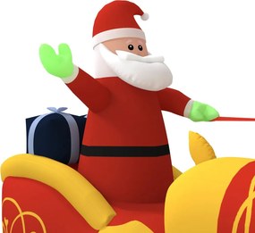 vidaXL Άγιος Βασίλης Έλκηθρο με Ταράνδους Φουσκωτό με LED 130 εκ.
