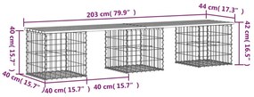 Παγκάκι Κήπου Συρματοκιβώτιο 203x44x42 εκ. Εμποτ. Ξύλο Πεύκου - Καφέ