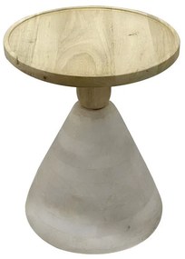 Side table Spello Inart white wash-natural solid mango wood D38x46cm 38x38x46 εκ.