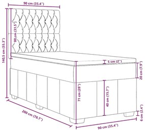 Κρεβάτι Boxspring με Στρώμα Σκούρο Καφέ 90x200 εκ. Υφασμάτινο - Καφέ