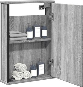 vidaXL Καθρέφτης Μπάνιου Ντουλάπι Γκρι Sonoma 42x12x60 εκ Επεξ. Ξύλο