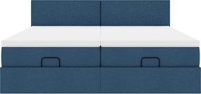 vidaXL Οθωμανικό κρεβάτι με στρώματα μπλε 200x200cm ύφασμα