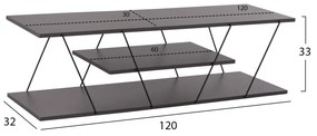 ΕΠΙΠΛΟ ΤΗΛΕΟΡΑΣΗΣ TARS  ΜΕΛΑΜΙΝΗ ΓΚΡΙ 120x32x33Yεκ.