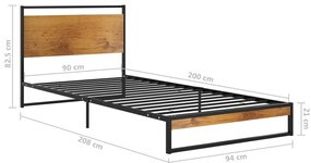 vidaXL Πλαίσιο Κρεβατιού 90 x 200 εκ. Μεταλλικό