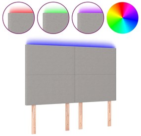 vidaXL Κεφαλάρι Κρεβατιού LED Ανοιχτό Γκρι 144x5x118/128 εκ.
