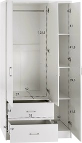 ΝΤΟΥΛΑΠΑ 3ΦΥΛΛΗ ME 2 ΣΥΡΤΑΡΙΑ CAESAR HM340.05 ΛΕΥΚΗ 89x42,5x181 εκ.