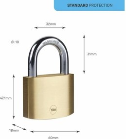 Κλείδωμα πλήκτρων Yale Ορείχαλκος Ορθογώνιο