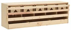 vidaXL Φωλιά για Κότες με 5 Θέσεις 117x33x38 εκ. από Μασίφ Ξύλο Πεύκου