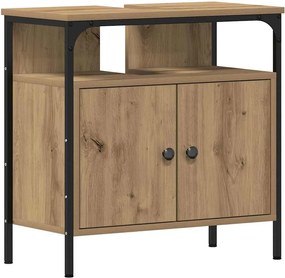 vidaXL Μονάδες Νιπτήρα Μπάνιου με ράφι 3 pcs Καφέ Επεξεργασμένο ξύλο