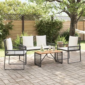 vidaXL Σετ Εξωτερικών Επίπλων με μαξιλάρι 4 pcs Μαύρο και Κρεμ Λευκό