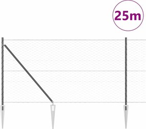 vidaXL Στύλος Περιφράξεων Γκρι 25 x 1 μ (50 mm πλέγμα) Ατσάλι