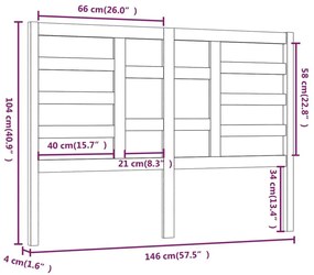 Κεφαλάρι Κρεβατιού Μελί 146x4x104 εκ. από Μασίφ Ξύλο Πεύκου - Καφέ