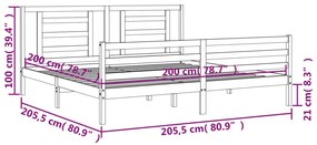 Πλαίσιο Κρεβατιού με Κεφαλάρι Μελί 200x200 εκ. από Μασίφ Ξύλο - Καφέ