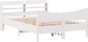 vidaXL Πλαίσιο Κρεβατιού Κεφαλάρι Λευκό 150x200εκ Μασίφ Πεύκο